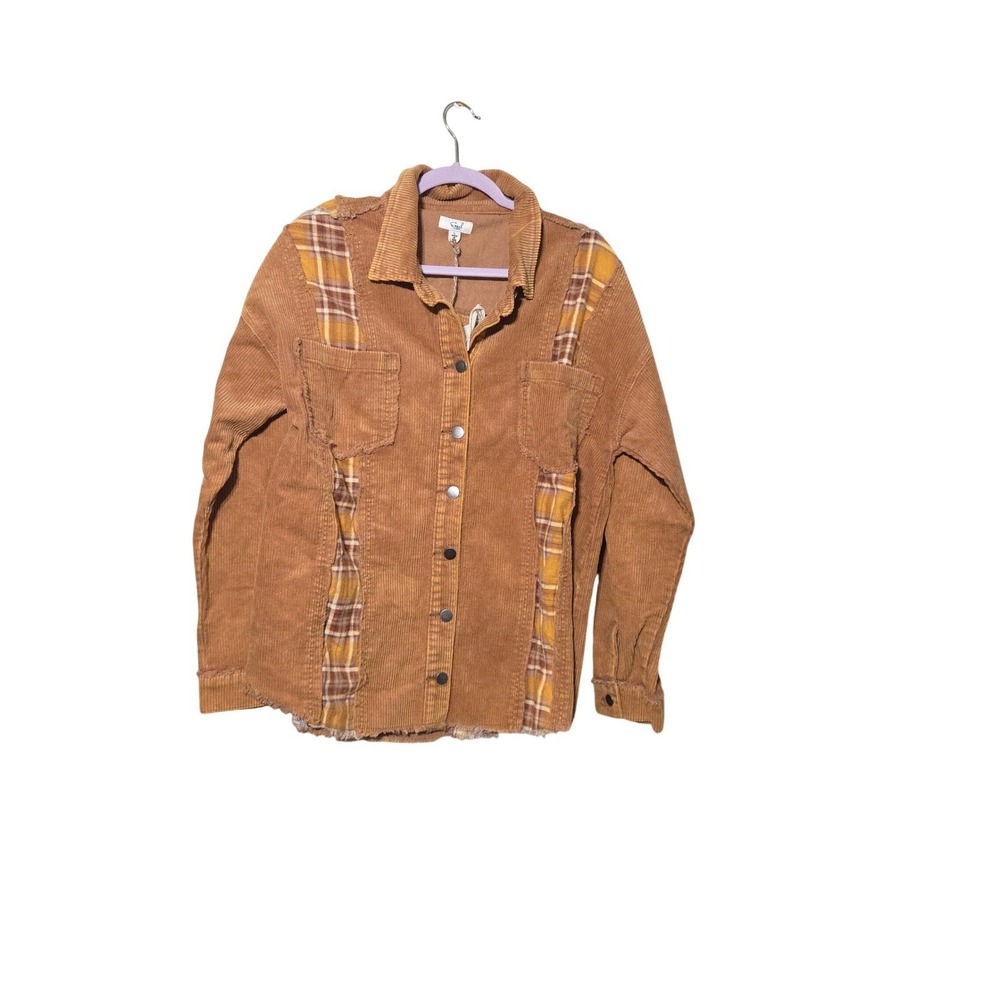 Easel Large Vintage-Inspired Distressed Cottagecore Artsy Boho Patchwork Shacket - Picture 7 of 11